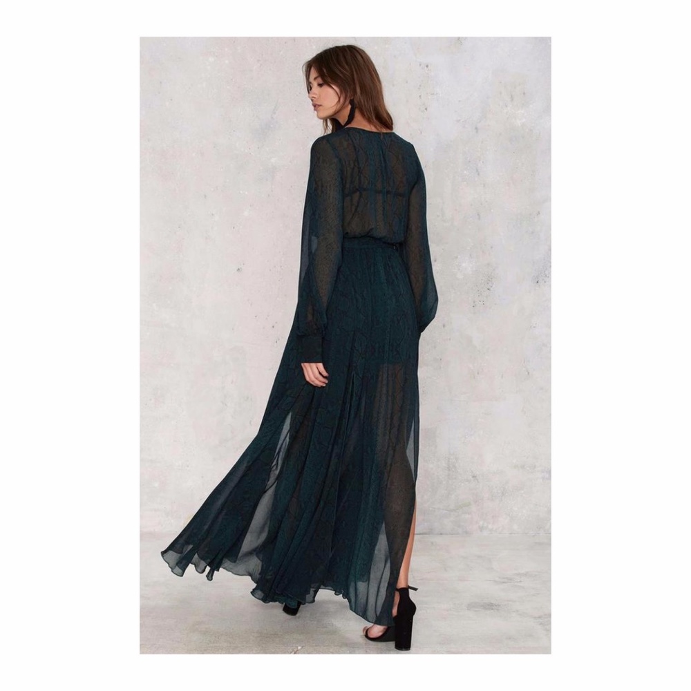 Nasty Gal - green snakeskin sheer green dress
